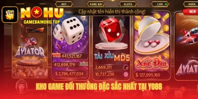 Yo88 2 Kho game Yo88 đa dạng với slots và game bài đối kháng